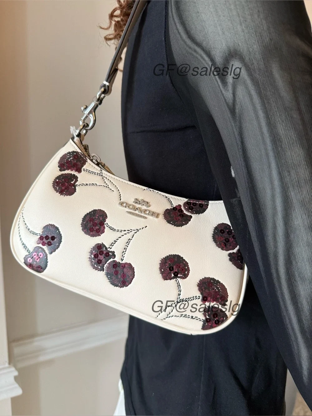 Coach Mini Teri Crossbody & Shoulder Bag Red Cherry Print Silver/chalk CCZ23 NWT